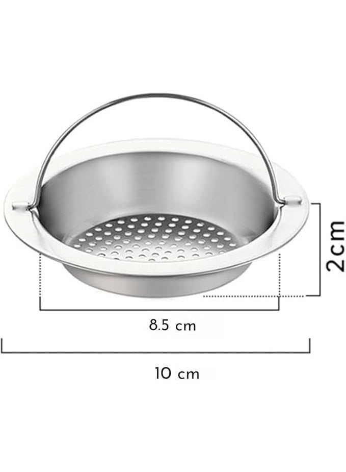 Large Stainless Steel Sink Strainer With Handle Kitchen Drain Basket Filter Stopper Food Waste Blockage Net Drainer For Kitchen Bathroom Sink Hole 8.5cm To 10cm - Image 5
